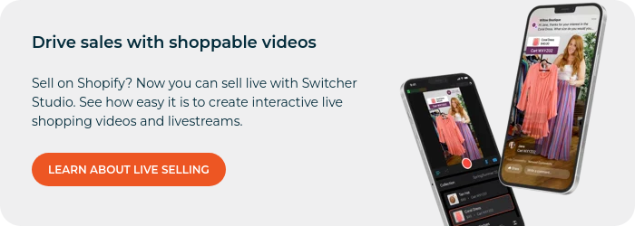 Drive sales with shoppable videos   Sell on Shopify? Now you can sell live with Switcher Studio. See how easy it is to create interactive live shopping videos and livestreams. 